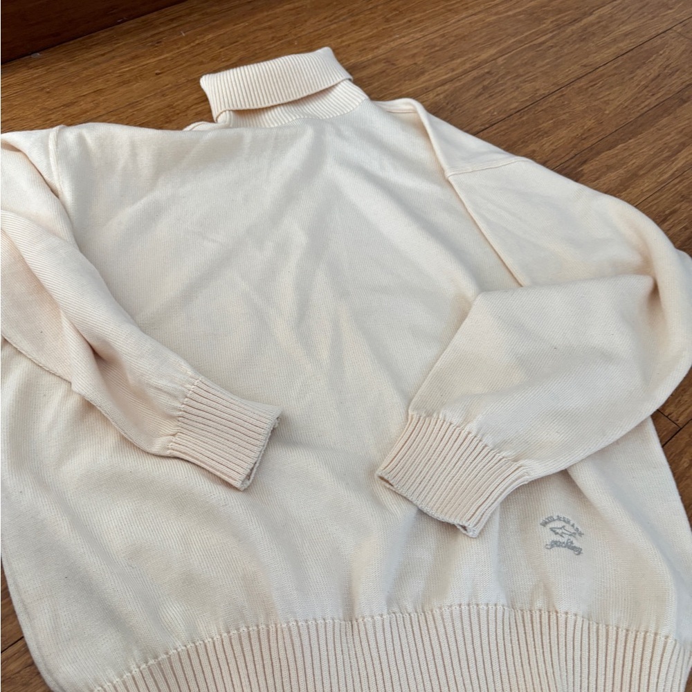 Paul & Shark yachting wool Cream Turtleneck size xl heavy soft preppy $1195